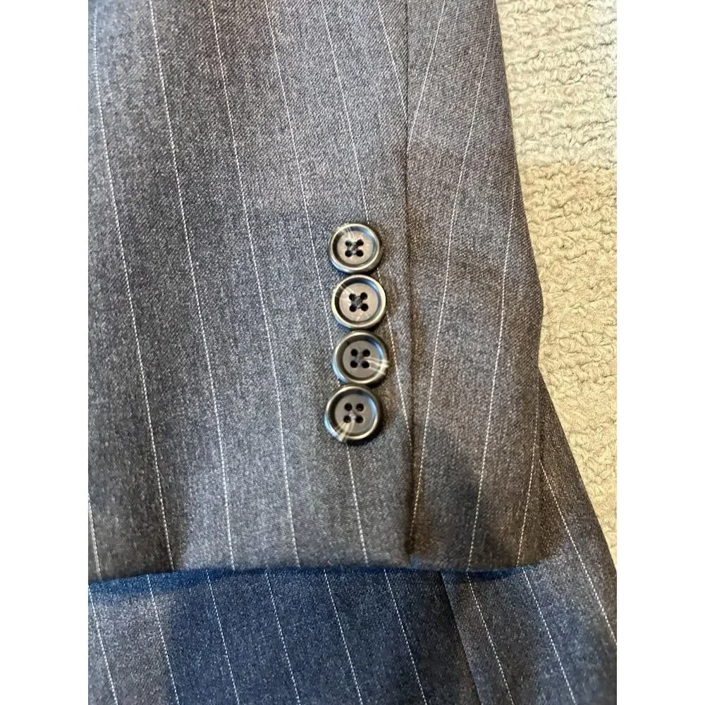 Lauren Ralph Lauren Mens Blazer Two-Button Striped Gray Formal‎ Suit Jacket 40R